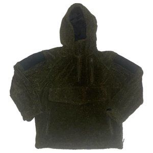 Zara Man Sherpa Fleece 1/4 Zip Hooded Pullover Jacket